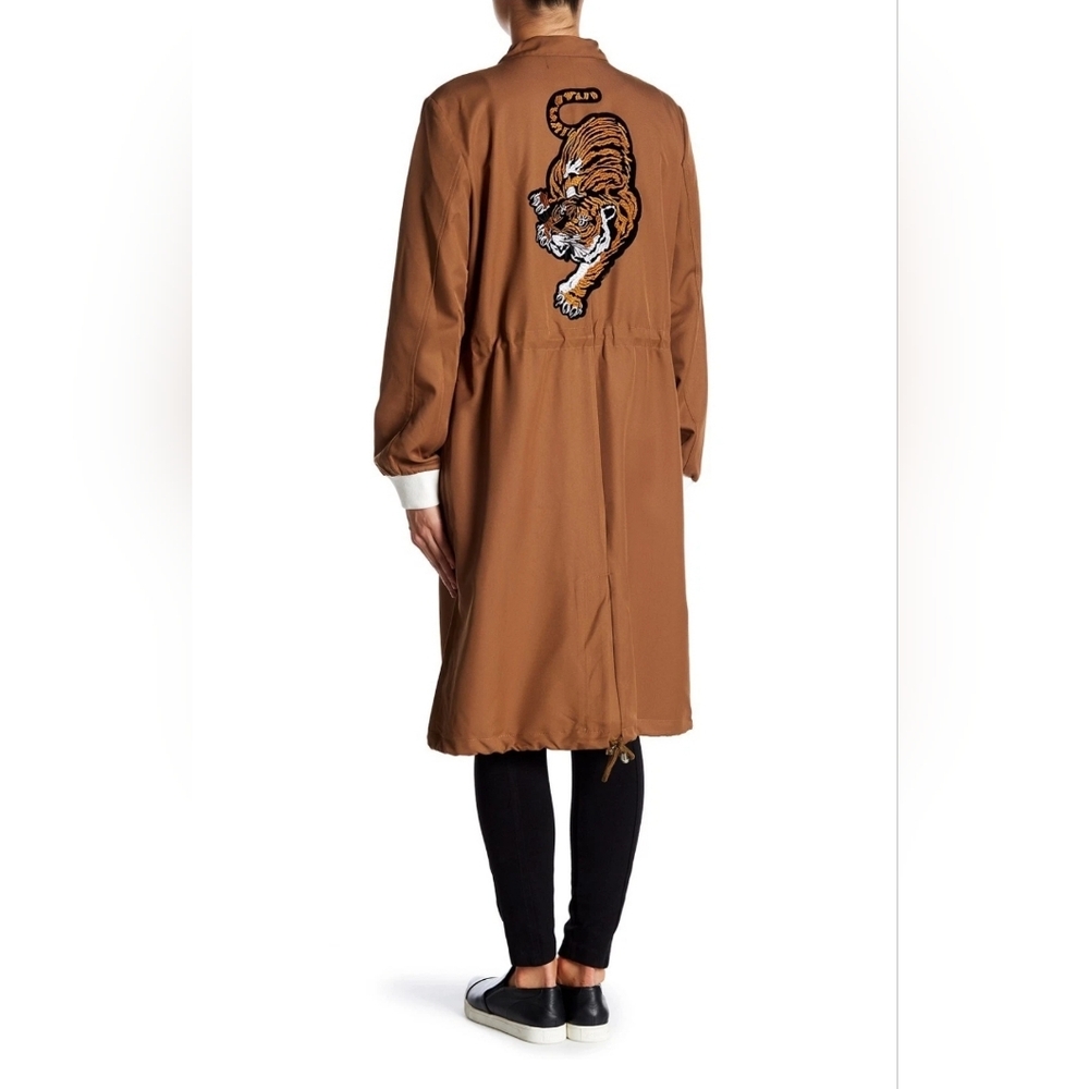 Endless Rose Brown Long Coat with Tiger Embroidery New